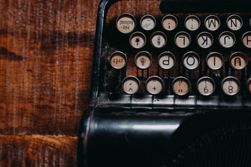 Typing on retro typewriter