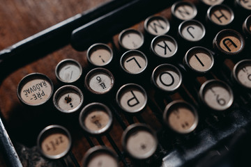 Typing on retro typewriter