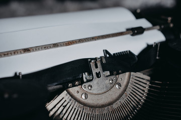 Typing on retro typewriter
