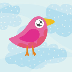 cute bird, animal in kawaii style