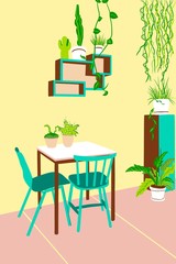 Illustration, Small garden for drinking, chatting