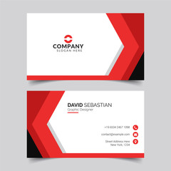 Naklejka na ściany i meble Modern and clean business card design template. Minimal Corporate vector background, flyer design, name card template, vector illustration. Red and white creative business card for your company.