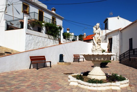 Fountain in a small village square, Benaque, Andalusia, Spain.