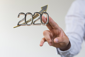 business year 2020 up goals and  success illustration