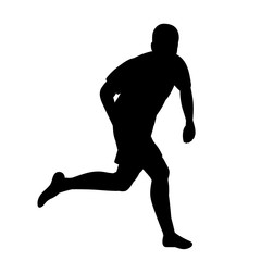 vector, isolated, black silhouette of a running man, athlete