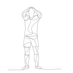 vector, isolated, line drawing of a man standing