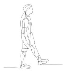 vector, isolated, line drawing of a man walking