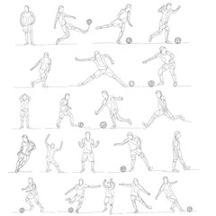  line drawing of a soccer player, set