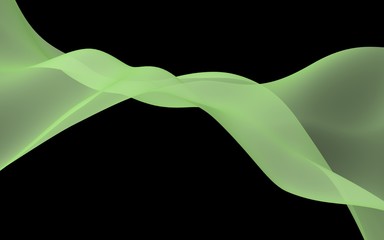 Abstract wave. Scarf. Bright ribbon on black background. Abstract smoke. Raster air background. 3D illustration