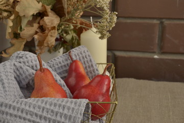 
still life with red pears
