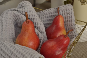 
still life with red pears