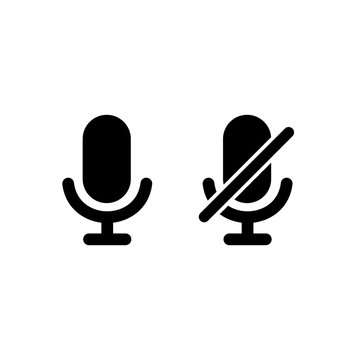 Microphone Icon With Turn Off Microphone For Device Simple Design