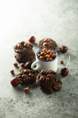 Obraz premium Homemade chocolate cookies with hazelnut