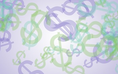 Obraz premium Multicolored translucent dollar signs on white background. 3D illustration