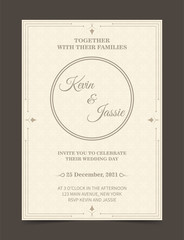 Vintage style vector design invitation card with a white background	