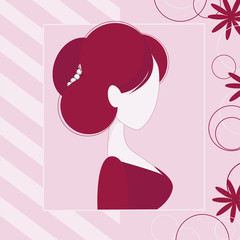 Girl silhouette on pink background