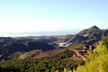 Obraz premium View towards the coast from near Puerto de Alijar, Andalusia, Spain.
