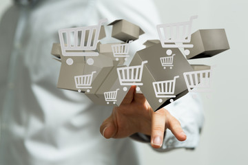 Transport Cardboard boxes, logistics and delivery concept digital  3d.
