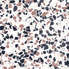 Terrazzo floor marble seamless hand crafted pattern. Traditional venetian material.Granite and quartz rocks and sprinkles mixed on polished surface.Abstract vector background for architecture designs