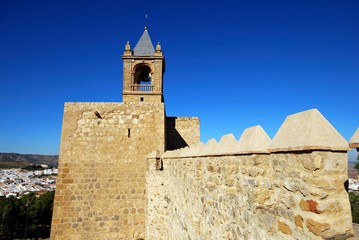 Fototapeta na wymiar Castle keep tower (torre del homenaje) and battlements, Antequera, Andalusia, Spain.