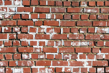 Background of an old bad red brick wall