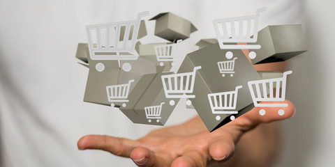 Transport Cardboard boxes, logistics and delivery concept digital  3d.