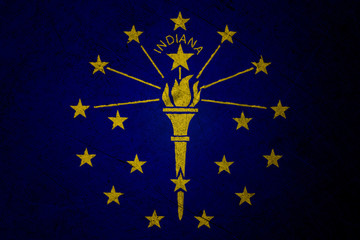 Flag of indiana, USA, on a grunge metal texture