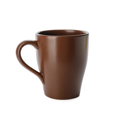 Blank cup on white background