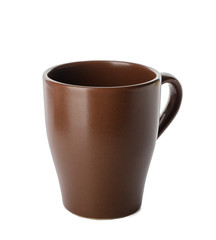 Blank cup on white background