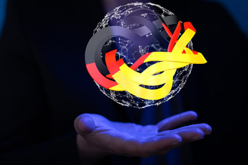 Abstract of germany map network, internet and global connection concept, Wire Frame 3D