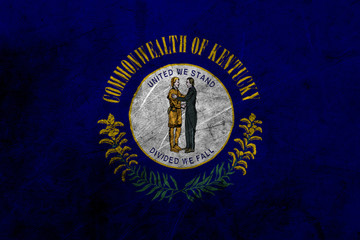 Flag of kentucky, USA, on a grunge metal texture