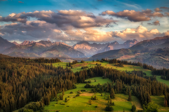Tatry Wysokie o zachodzie słońca