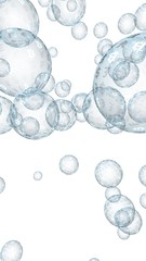 Bitcoin economic financial bubble. crypto currency 3D illustration. Business concept. Blue bubbles on white background. Bit, Coin, mining concept