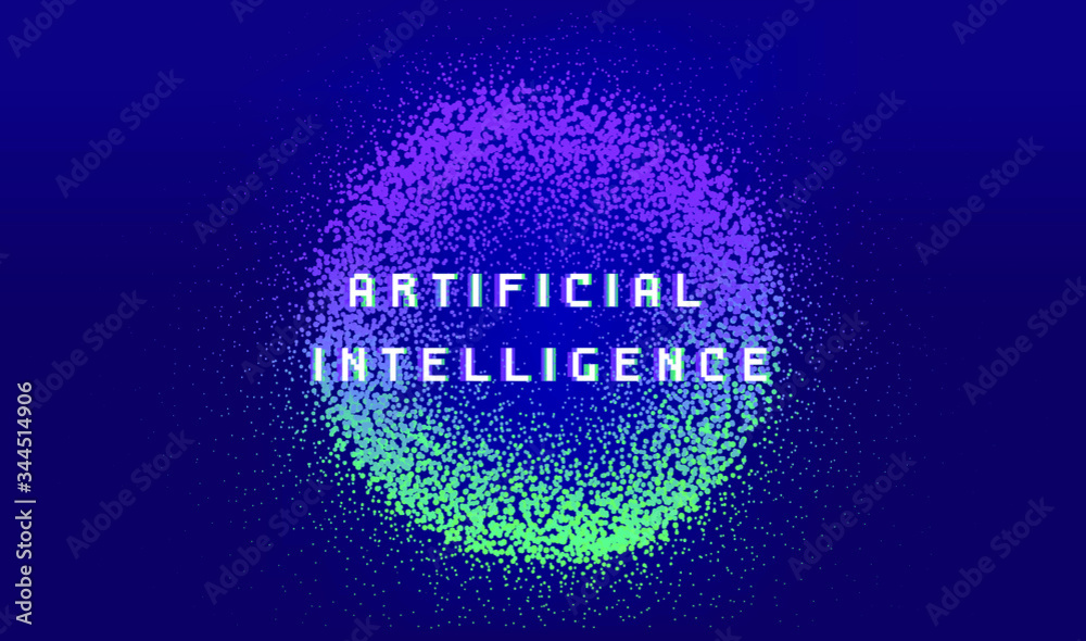 Aufkleber Dotted sphere made of particles. Cover or poster for high tech systems: Artificial Intelligence, Deep Learning, Neural networks.