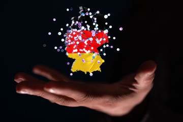 Abstract of germany map network in hand