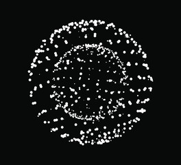 Dotted sphere made of particles. Cover or poster for high tech systems: Artificial Intelligence, Deep Learning, Neural networks.