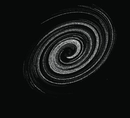 Cosmic nebula, swirl and spiral made of dots and particles.