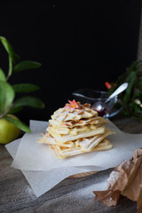 Viennese waffles homemade. tasty and healthy breakfast. homemade cakes and kitchen