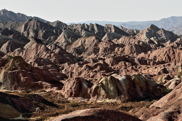 Huge-Scallop-Rock-Cumulus landform from Colorful-Sea-of-Clouds Observation Deck. Zhangye Danxia-Qicai Scenic Spot-Gansu-China-0847