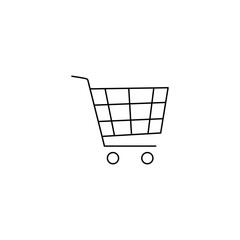 Shopping cart, basket flat line vector icon, trolley symbol illustration isolated on the white background