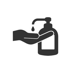 Washing hand with sanitizer vector illustration. Antiseptic with people arm isolated on white background.