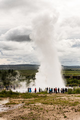 Erupting of Strokkur Geyser in the Haukadalur geothermal area, Iceland