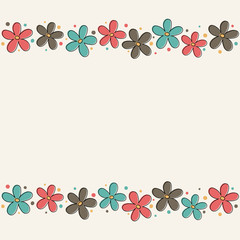 Design of a card with cute flowers. Mother’s Day, Women’s Day and Valentine’s Day background. Vector