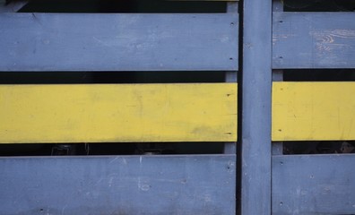 blue and yellow wooden surface