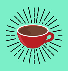 red coffee hot cup vector concept
