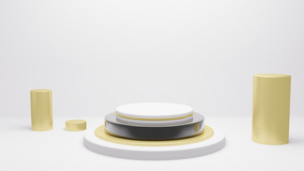 Exhibition Round podium ,3d illustration,White background 3d rendering.