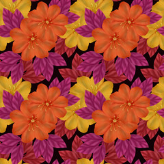 Fototapeta na wymiar Digital illustration of a seamless texture with floral motif, bright day. 