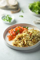 Scrambled eggs with smoked salmon
