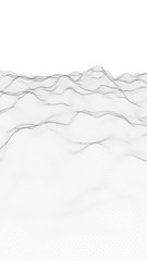 Abstract landscape on a white background. Cyberspace grid. hi tech network. Depth of field. 3d illustration