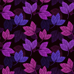 
Digital illustration of a seamless texture with purple leaves, lilac autumn.